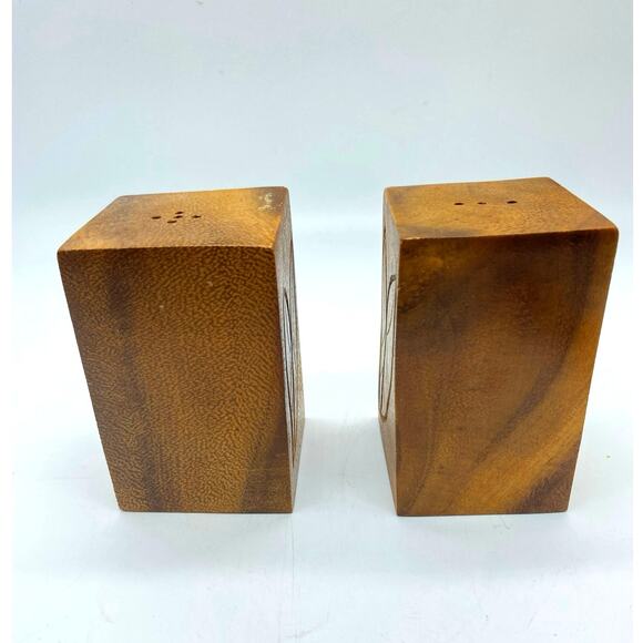Vintage Wood Mid Century Modern Salt And Pepper Shakers  Wood Rustic
Leaf design - Picture 6 of 6